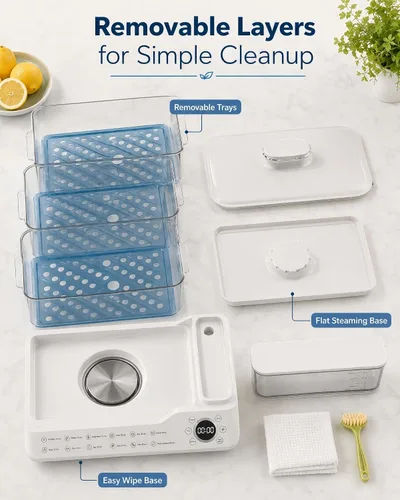 Miniatura 8 de Vaporizador eléctrico de alimentos de 24 litros, vaporizador digital de 3 niveles con inicio de retraso de 24 horas, mantiene el calor, tanque