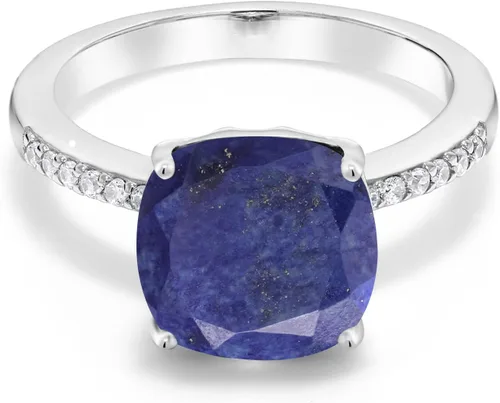 Miniatura 54 de Gem Stone King Anillo de compromiso de plata de ley 925 con piedra preciosa de corte cojín de 0.39 pulgadas Anillo de compromiso de aniversario
