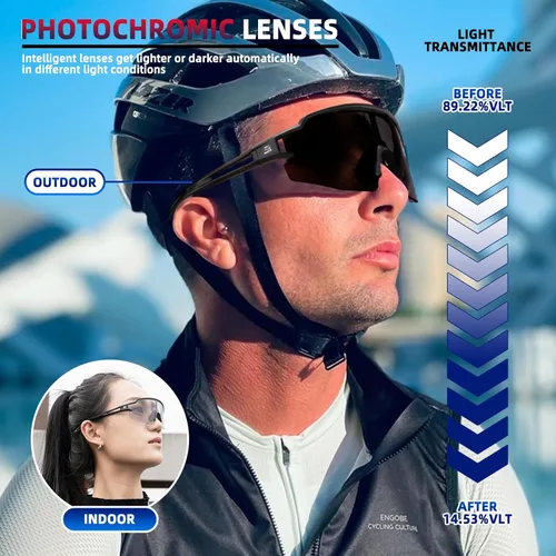 Miniatura 2 de ROCKBROS Gafas de sol deportivas fotocromáticas para hombres y mujeres, protección UV para ciclismo Negro