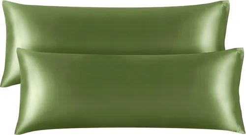 Miniatura 113 de Bedelite Funda de almohada de satén para el cuerpo, súper suave y refrescante, para el cabello y la piel, transpirable, sedosa y larga, 20 x 54 Rosa