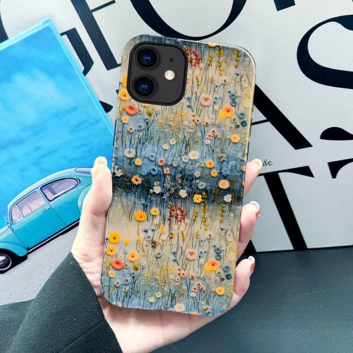 Miniatura 4 de Funda TnXee Compatible con iPhone 11, Funda Híbrida Brillante de 2 Capas para Prevenir Caídas para Niñas y Niños, Aspecto Bonito con Flores Salvajes