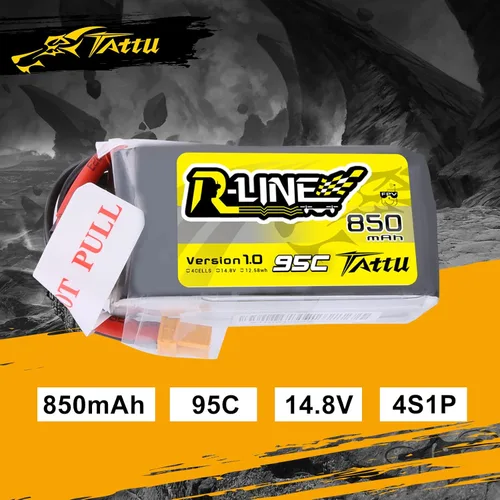 Miniatura 3 de TATTU R-Line 850mAh 14.8V 95C 4S LiPo Batería con XT60 Plug para Multirotor FPV de Tamaño 100 a 180
