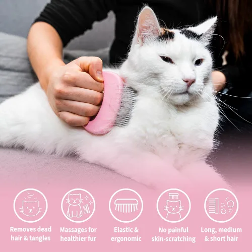 Miniatura 2 de Leo's Paw El peine de masaje original para eliminar el pelo de mascotas, cepillo suave para eliminar el pelo de mascotas, herramienta de Rosa