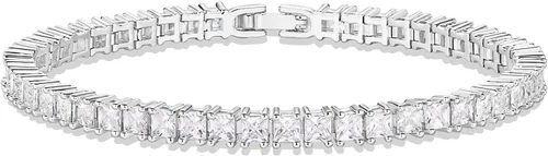 PAVOI Pulsera de tenis clásica chapada en oro de 14K con circonita cúbica Pulseras de oro para mujer CZ de 0.16 in, tamaño 6.5-7.5 pulgadas
