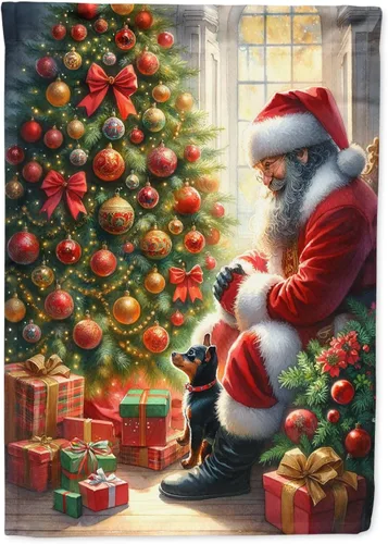 Miniatura 118 de Caroline's Treasures DAC4159CHF - Bandera de casa de Husky siberiano y Papá Noel para porche, grande, para colgar en la pared, poliéster