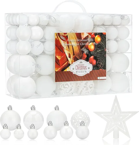 Miniatura 9 de Aitsite Juego de 100 adornos para árbol de Navidad, mini bolas navideñas irrompibles para decoraciones navideñas (verde)