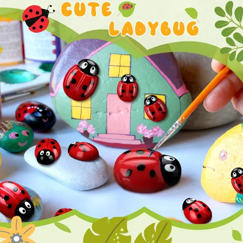 Miniatura 7 de 100 piezas diminutas de resina para decoración de mariquitas de 0.55 a 0.98 pulgadas, 3 tamaños, mini mariquitas, figuras en miniatura
