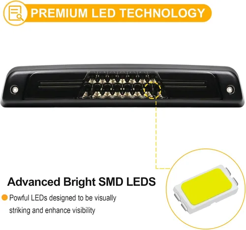 Miniatura 4 de R&F Auto Luz de Freno LED Ahumada de Tercera Posición de Reemplazo para Ram 1500/2500/3500 (1994-2001) Camioneta Pickup Luces de Carga del Techo