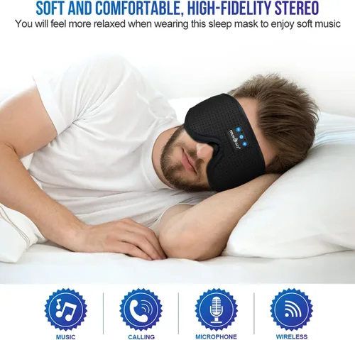 Miniatura 2 de MUSICOZY - Auriculares para dormir 3D Bluetooth 5.4, máscara de ojos transpirable inalámbrica, auriculares para dormir con diadema para personas que