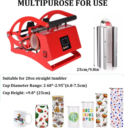 Miniatura 5 de Máquina de prensa de calor para vasos, prensa de calor de 20 onzas, sublimación para sublimación recta y delgada de 11 oz, 15 onzas, 16 onzas, 20