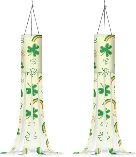 Miniatura 14 de Binienty 4th of July Winsock Patriotic Outdoor Decor Wind Socks Hanging Flag Welcome Home Decoration Party Yard Hanging Windsock, 2 Pcs Set Decor