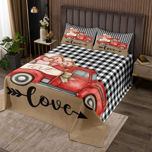 Miniatura 10 de Erosebridal Colcha romántica con diseño de vaca, diseño de corazón rojo, árbol de San Valentín, diseño de árbol de San Valentín, diseño floral