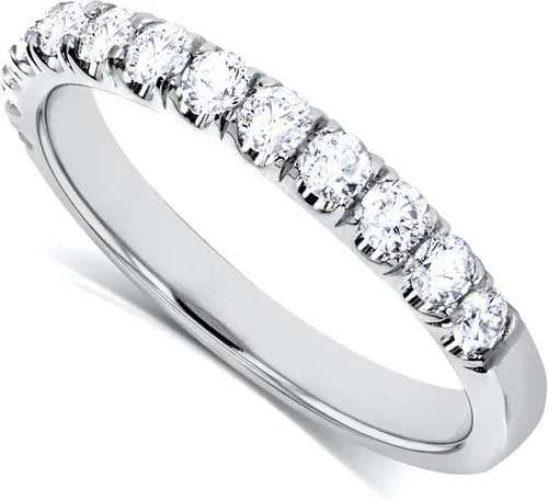 Miniatura 2 de Kobelli Diamond Comfort Fit Llama Francesa pavimentación de 12 quilates (ctw) en oro blanco de 14 K