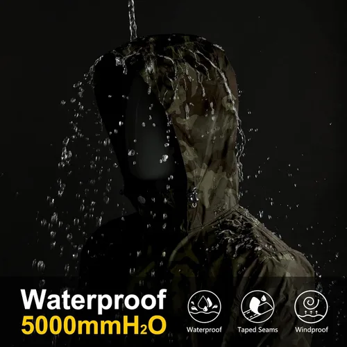 Miniatura 60 de 33,000ft - Chaqueta de lluvia impermeable y plegable para hombre, ligera, con capucha, cortavientos ideal para golf o ciclismo