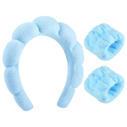 Miniatura 8 de WSICSE Diadema de esponja rosa para lavar la cara, diademas para el cuidado de la piel acolchadas para mantener el cabello seco, prepárate