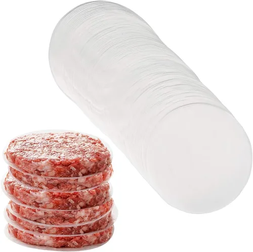 Hojas de papel para hamburguesas redondas de 4/4.5 pulgadas para prensa de hamburguesas, 200 piezas de 4.5 pulgadas de papel pergamino redondo/hoja