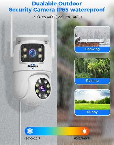 Miniatura 8 de Hiseeu 2 Pack Cámara de seguridad inalámbrica 5G/2.4G WiFi Cámara PTZ de doble lente para exteriores con seguimiento de movimiento, versión