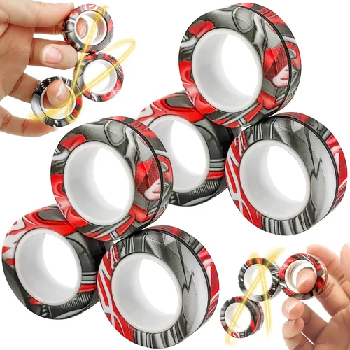 Dermasy Juego de 6 juguetes para ansiedad con anillos magnéticos novedosos para aliviar el estrés y la ansiedad, gran regalo para adolescentes,