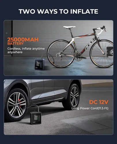 Miniatura 3 de Inflador de neumáticos, compresor de aire portátil, bomba de aire inalámbrica de 150 PSI para neumáticos de automóvil, batería 3 veces más rápida