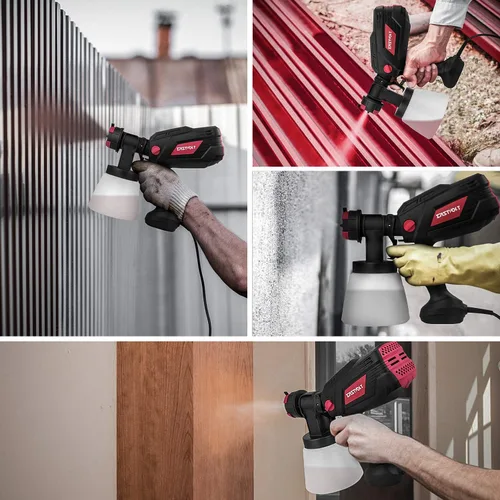 Miniatura 5 de Eastvolt Pulverizador de pintura HVLP de alta potencia de 600 vatios, pistola de pulverización eléctrica en casa Eastvolt, 4 boquillas, 3 patrones