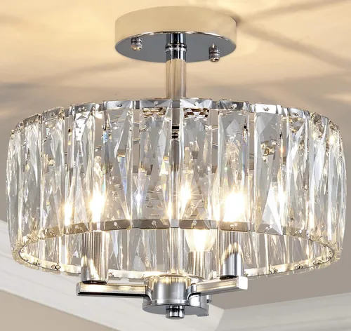 AGV LIGHTING CL003F - Lámpara de techo de cristal K9, moderna lámpara de techo semiempotrada, perfecta para sala de estar, dormitorio, comedor, D13