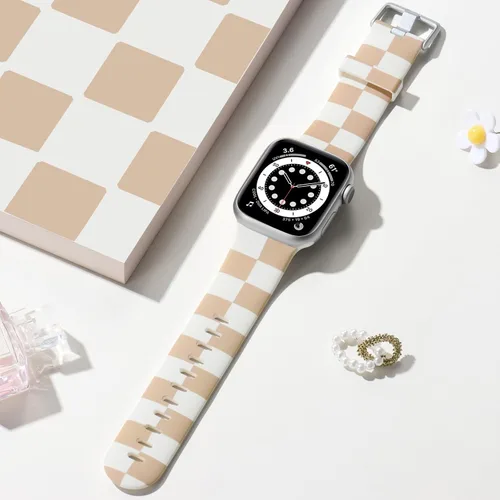 Miniatura 3 de Laffav Compatible con Apple Watch Bandas de 42mm 41mm 40mm 38mm para Mujeres y Hombres, Pulseras de Silicona Suave con Patrón Impreso Indeleble