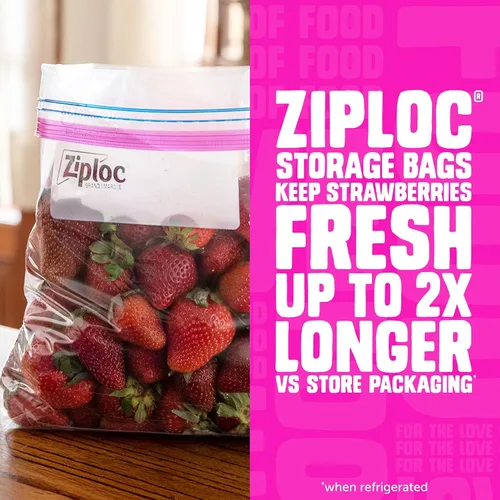 Miniatura 4 de Ziploc Bolsas de almacenamiento de alimentos de un galón, diseño abierto con parte inferior de pie, fáciles de llenar, 22