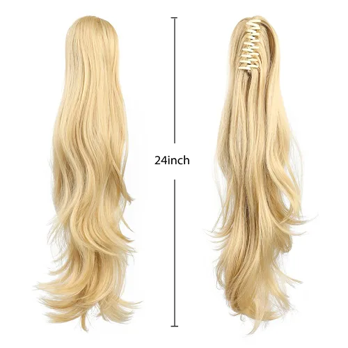 Miniatura 156 de Extensiones de cola de caballo de cabello rubio, extensiones de cola de caballo para mujer, pinza de extensiones de cabello rizado de 12 pulgadas