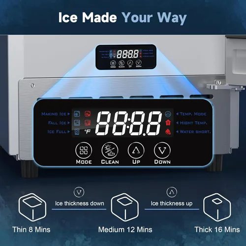 Miniatura 3 de Coolski Máquina de hielo comercial debajo del mostrador de 15 pulgadas de ancho, 130 libras/día de limpieza automática, almacenamiento de 30 libras