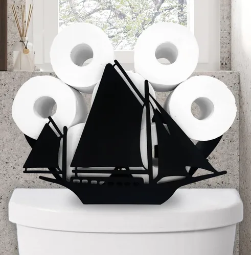 Miniatura 10 de Lindos soportes de papel de oveja, soporte de papel higiénico de metal negro, organizador decorativo de almacenamiento de papel higiénico