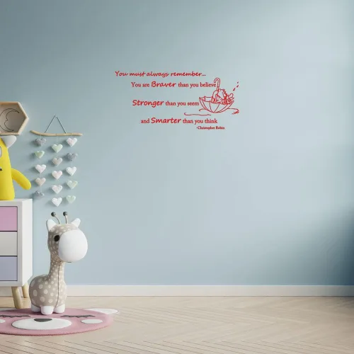 Miniatura 8 de Wall Decals Quote Winnie Pooh Braver Stronger Smarter Vinyl Sticker Baby Boy Girl Bedroom Nursery Home Decor L343 (56in x 26in, lime tree green)