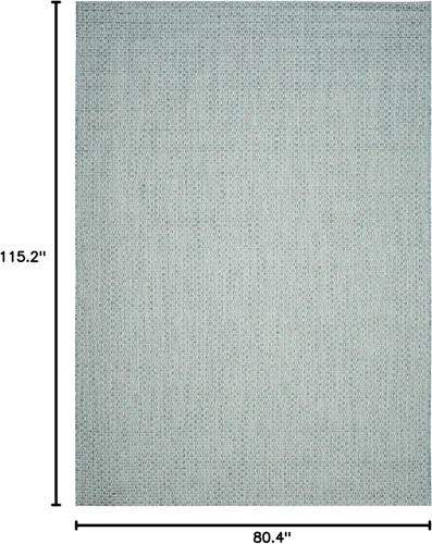 Miniatura 2 de SAFAVIEH Alfombra lavable al aire libre Courtyard Collection - 6'7" x 9'6", azul claro y gris claro, no desprende pelusa y fácil limpieza, ideal