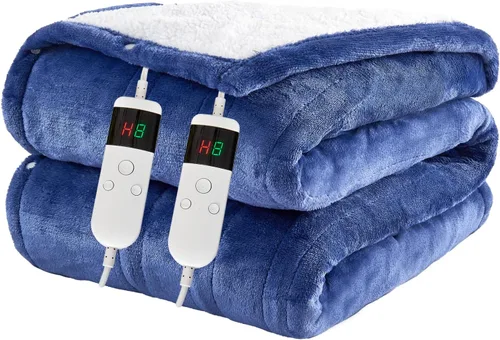 Miniatura 15 de Electric Blanket Heated Throw, Soft Flannel 50"x60" Heating Blanket with 8 Hours Auto Off 10 Fast Heating Levels Machine Washable Sherpa Heated