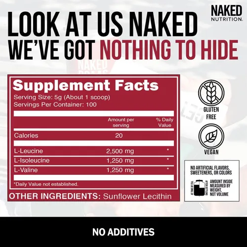 Miniatura 3 de Paquete de Aminoácidos Naked Naked Naked sin sabor + Aminoácidos Eaas desnudos sin sabor en polvo, vegano, todos los aminoácidos esenciales
