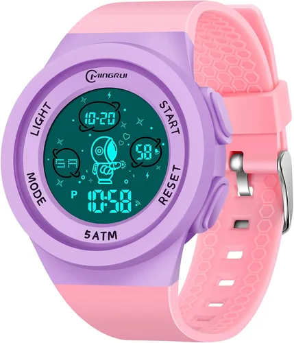Reloj deportivo digital para niños con correa desmontable LED eléctrico impermeable con alarma cronómetro luminoso para niños de 5 a 12 edades niñas