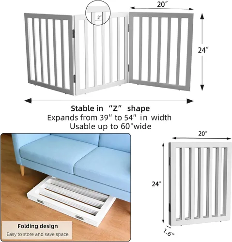 Miniatura 7 de Puerta para perros para interiores, valla independiente para perros, para la casa, puertas, pasillos o escaleras, puerta para mascotas plegable