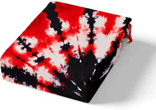 Miniatura 6 de Feelyou Juego de sábanas de teñido anudado tamaño Queen para niños y niñas, juego de sábanas bohemias trippy negro rojo hippie teñido anudado juego