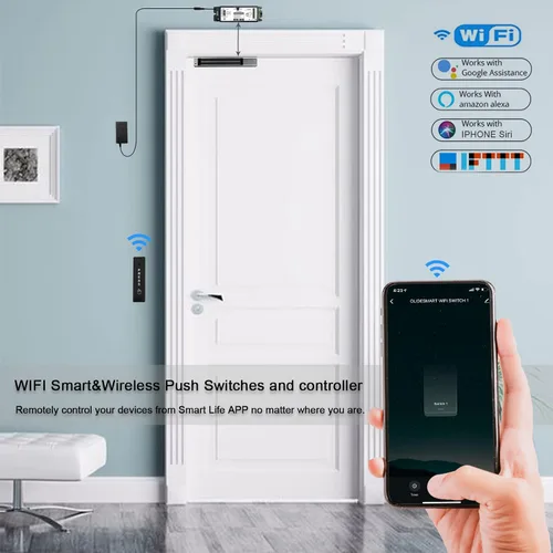 Miniatura 2 de Control de acceso WiFi de 2.4 GHz, 400 libras, fuerza de retención electromagnética, kit de sistema de bloqueo de puerta magnético eléctrico