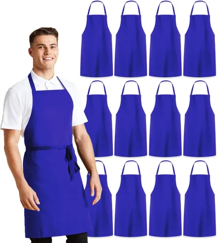Miniatura 12 de Avalon Kitchen Aprons for Men - 100% Polyester Chef Apron Women with Extra Long Ties - Cooking Aprons for Women & Mens Apron Blanco