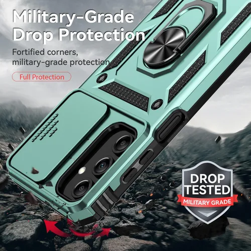 Miniatura 4 de Funda para Samsung Galaxy A15 5G con cubierta deslizante para cámara, protector de pantalla HD [grado militar de 16 pies probada en caídas], soporte