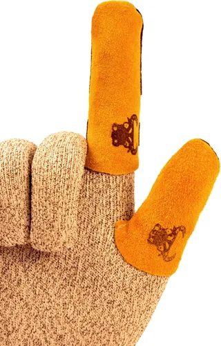Miniatura 8 de G & F Products 8128M Protector de dedos de cuero de vaca, protección para dedos, mediano, color marrón claro, 10 piezas