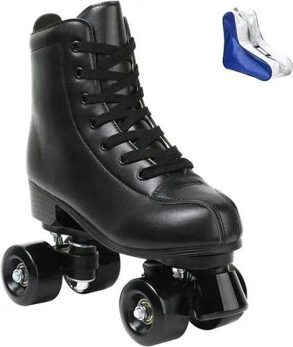 XUDREZ - Patines de cuero PU para hombres y mujeres, tipo botines, de doble fila, para principiantes, patines profesionales para interiores y