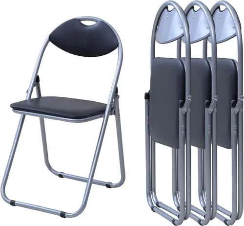 Miniatura 8 de Yamazen YZX-084P(BK) Folding Chair, Pipe Chair, Set of 4, Width 17.5 x Depth 18.7 x Height 31.3 inches (44.5 x 47.5 x 79.5 cm), Lightweight Folding