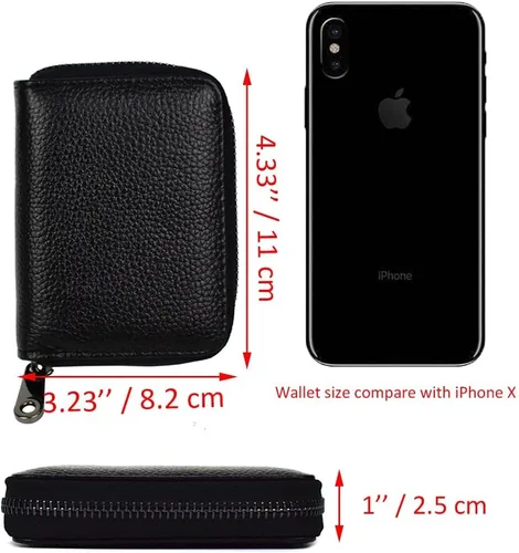 Miniatura 6 de Tarjetero para mujeres y hombres RFID pequeñas carteras para tarjetas de crédito, organizador de dinero, Negro, 20 ranuras, Minimalista
