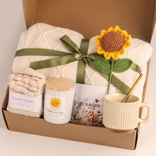 Anforsun Cestas de regalo únicas para mujeres con diseño de girasol, diseño de girasol, diseño de girasol, ideal para regalar a tu mejor amiga
