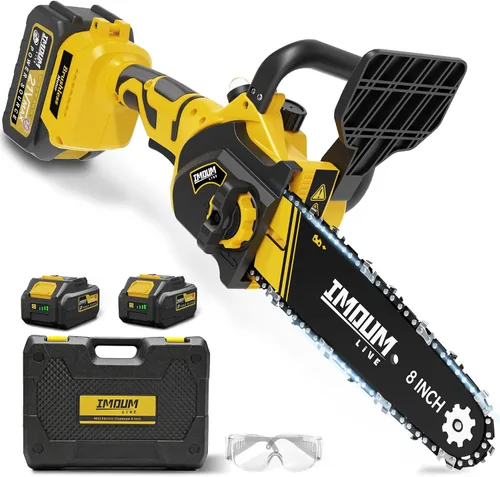 Miniatura 10 de Mini motosierra inalámbrica de 6 pulgadas, 21 V y 2.0 Ah, sierra de poda eléctrica con batería de 21 V y 2.0 Ah, motosierra con una sola mano