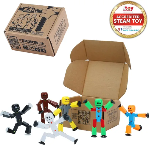 Miniatura 2 de Zing Stikbot - Juego de 6 figuras de acción coleccionables Stikbot, crea animación Stop Motion (los estilos pueden variar)
