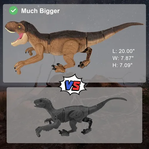 Miniatura 3 de IQKidz Juguetes de Dinosaurio con Control Remoto para Niños de 3 4-7 8-12 - Regalos de T-Rex Grande y Realista RC para Niños, Dino Interactivo