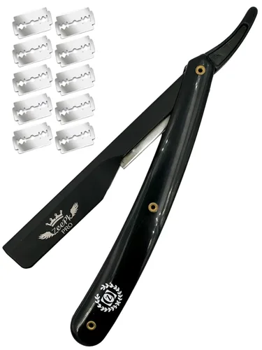 Rastrillo profesional recto para peluquero y afeitado + hojas de borde recto Afeitado Rapada Estados Unidos, afeitado clásico acero inoxidable