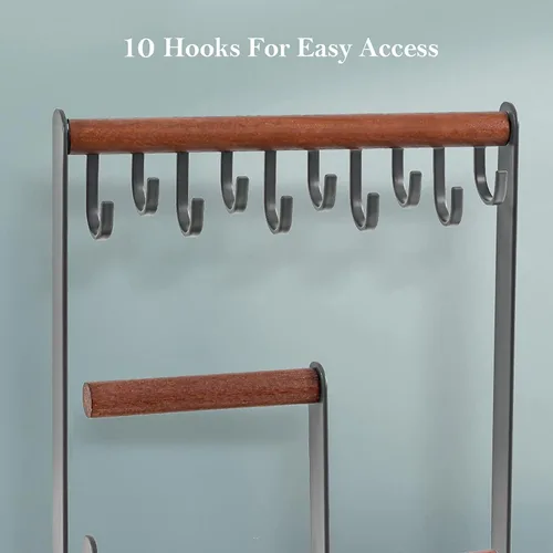 Miniatura 4 de ProCase Soporte organizador de joyas, soporte para collares, estante de torre de joyería de 4 niveles con bandeja para pendientes y agujeros, 10